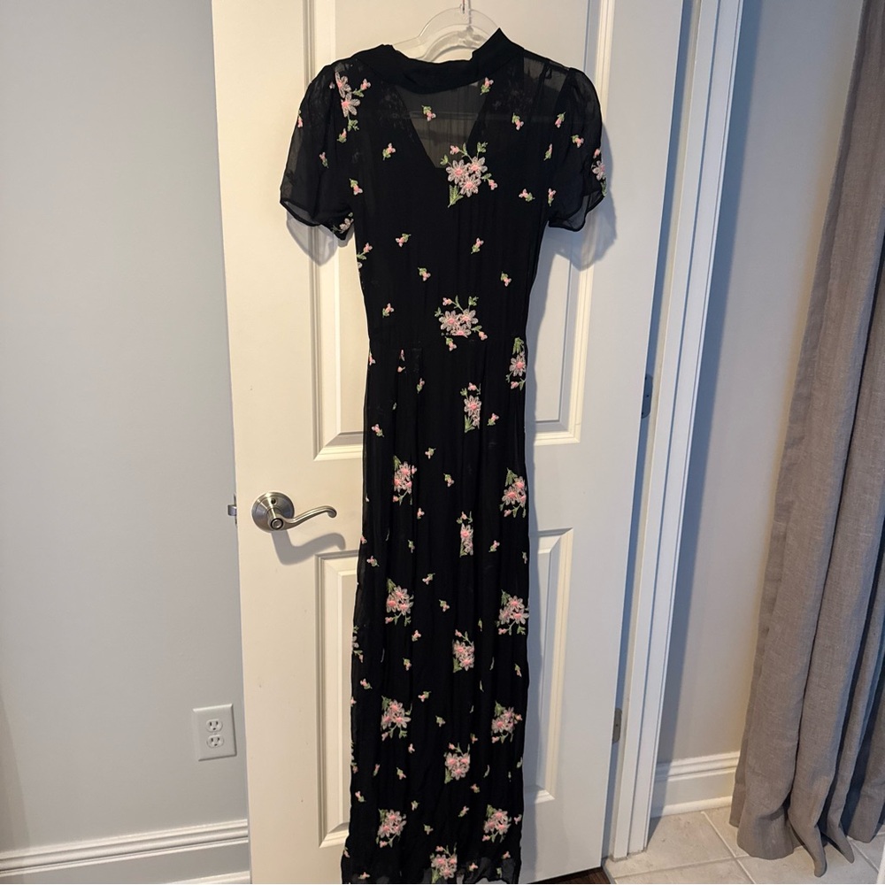 Ghost Marova Sheer Floral Embroidered Black Maxi Dress - Picture 8 of 9